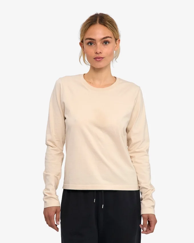 Camiseta orgánica de manga larga para mujer - Blanco marfil