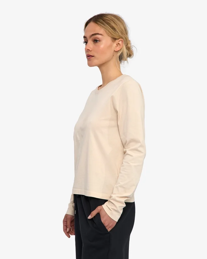 Camiseta orgánica de manga larga para mujer - Blanco marfil