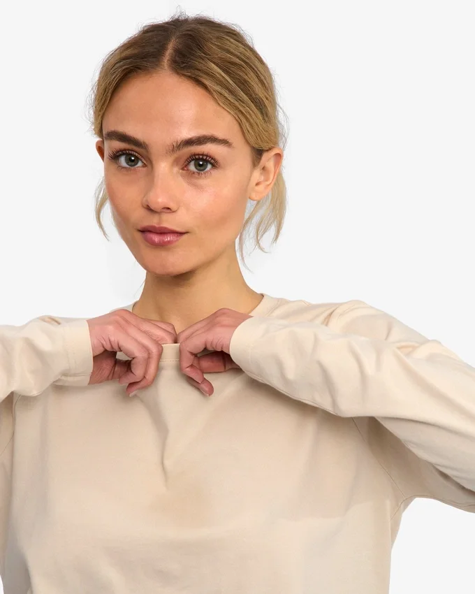 Camiseta orgánica de manga larga para mujer - Blanco marfil