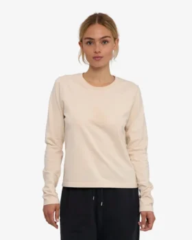 Camiseta orgánica de manga larga para mujer – Caqui descolorido