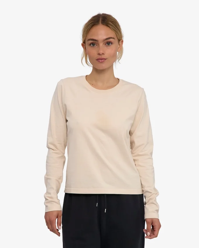 Camiseta orgánica de manga larga para mujer - Caqui descolorido