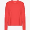 Camiseta orgánica de manga larga para mujer - Rojo mandarina