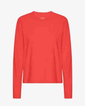 Camiseta orgánica de manga larga para mujer - Rojo mandarina