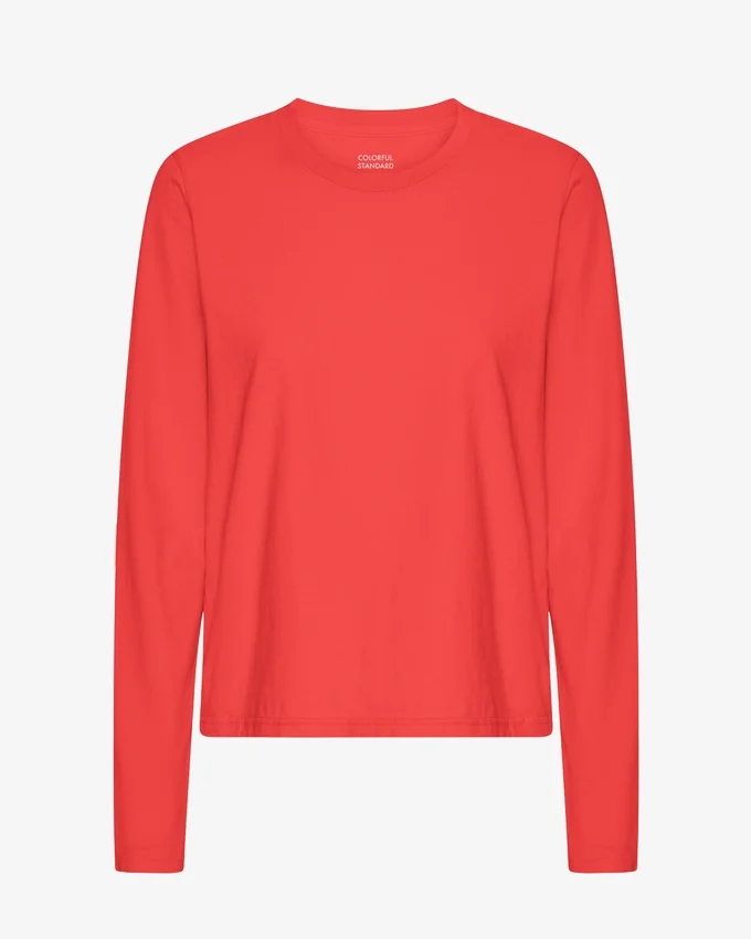 Camiseta orgánica de manga larga para mujer - Rojo mandarina