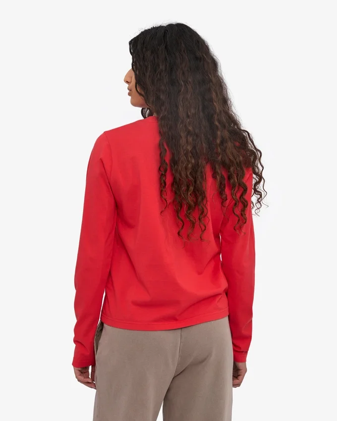 Camiseta orgánica de manga larga para mujer - Rojo mandarina