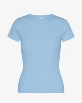 Camiseta orgánica de punto acanalado - Azul mar