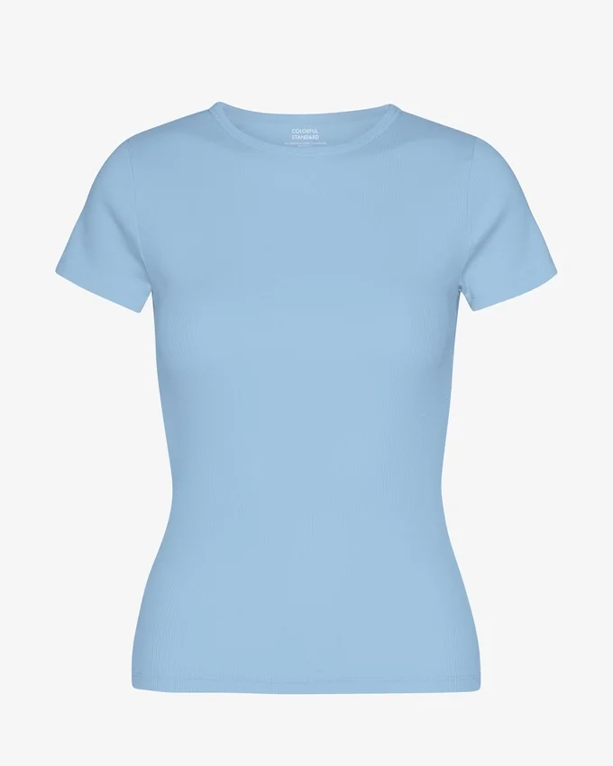 Camiseta orgánica de punto acanalado - Azul mar