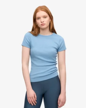 Camiseta orgánica de punto acanalado – Azul mar