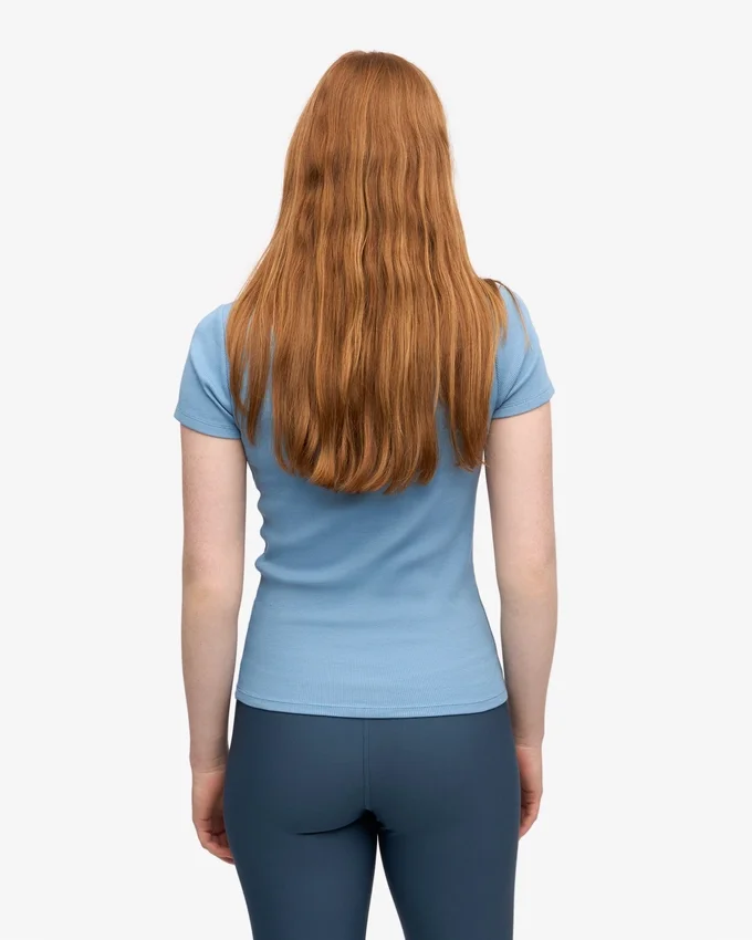 Camiseta orgánica de punto acanalado - Azul mar