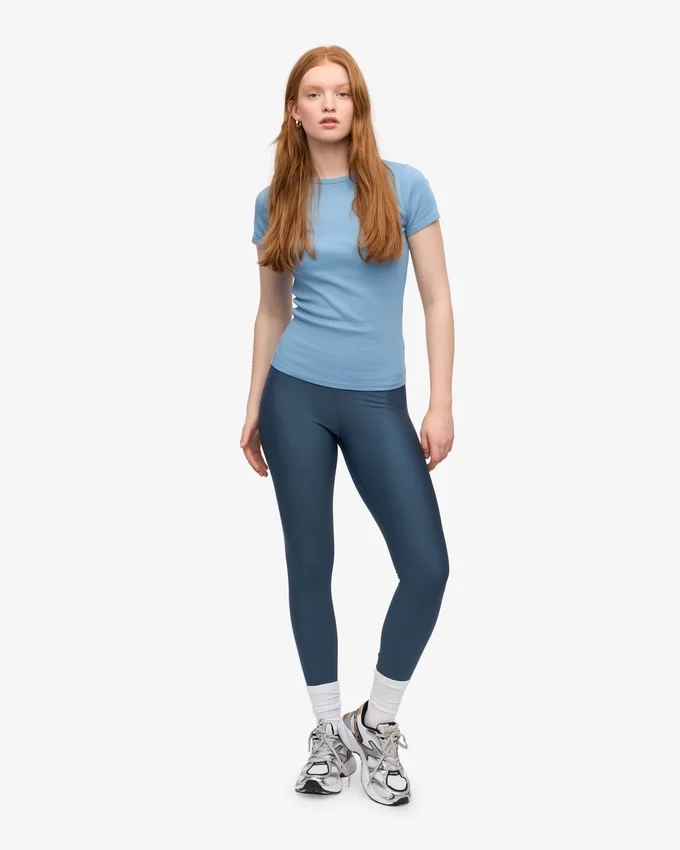 Camiseta orgánica de punto acanalado - Azul mar