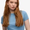 Camiseta orgánica de punto acanalado - Azul mar