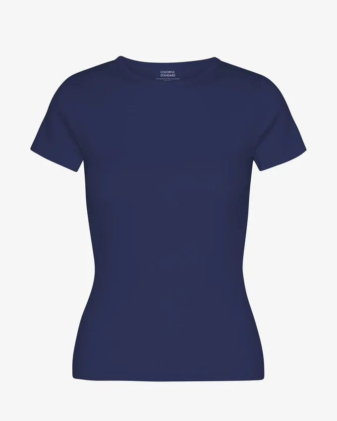 Camiseta orgánica de punto acanalado - Azul marino