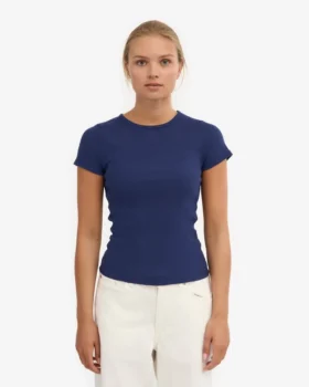 Camiseta orgánica de punto acanalado – Azul marino