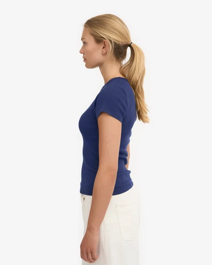 Camiseta orgánica de punto acanalado - Azul marino