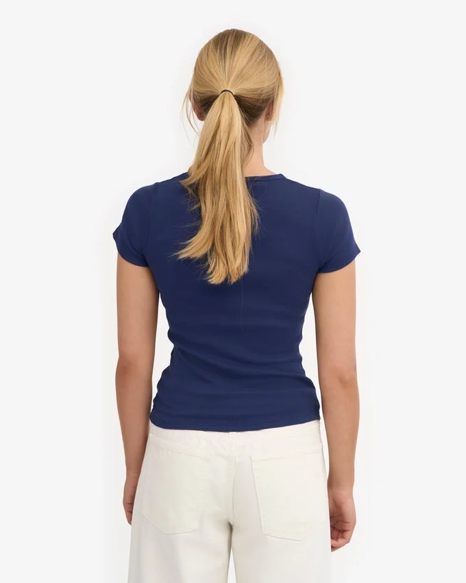 Camiseta orgánica de punto acanalado - Azul marino