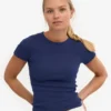 Camiseta orgánica de punto acanalado - Azul marino