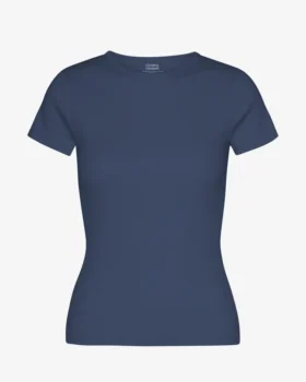 Camiseta orgánica de punto acanalado - Azul petróleo