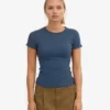 Camiseta orgánica de punto acanalado - Azul petróleo