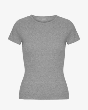 Camiseta orgánica de punto acanalado - Gris jaspeado