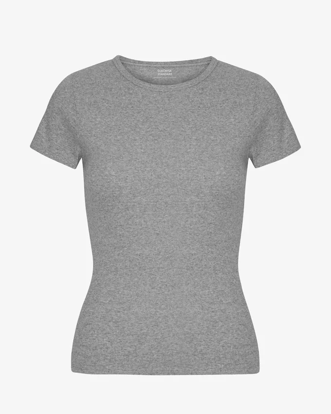 Camiseta orgánica de punto acanalado - Gris jaspeado