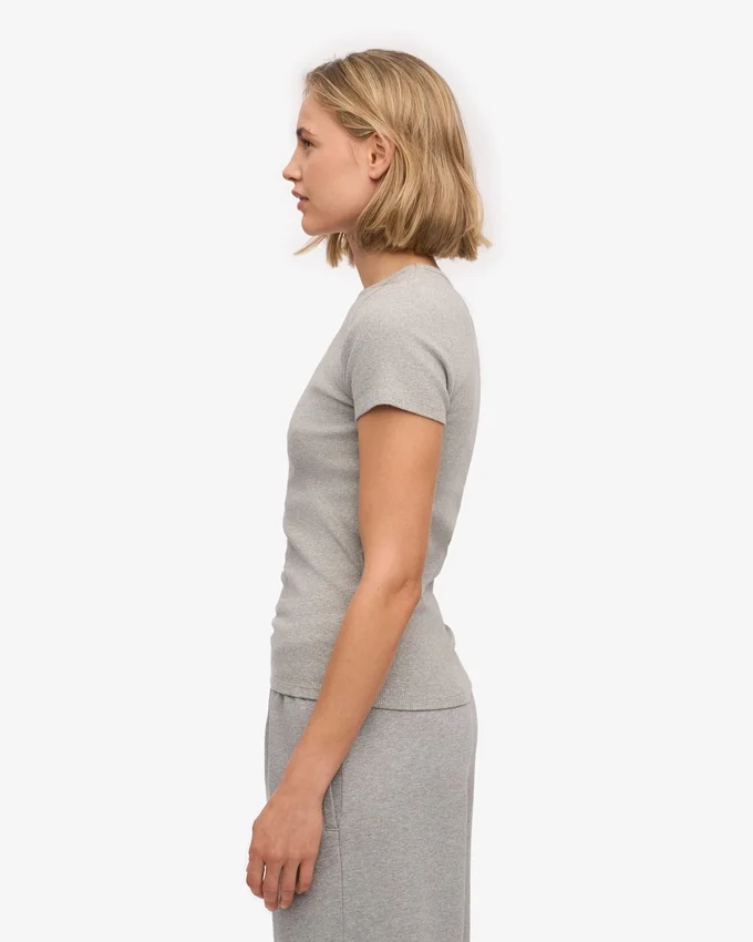 Camiseta orgánica de punto acanalado - Gris jaspeado