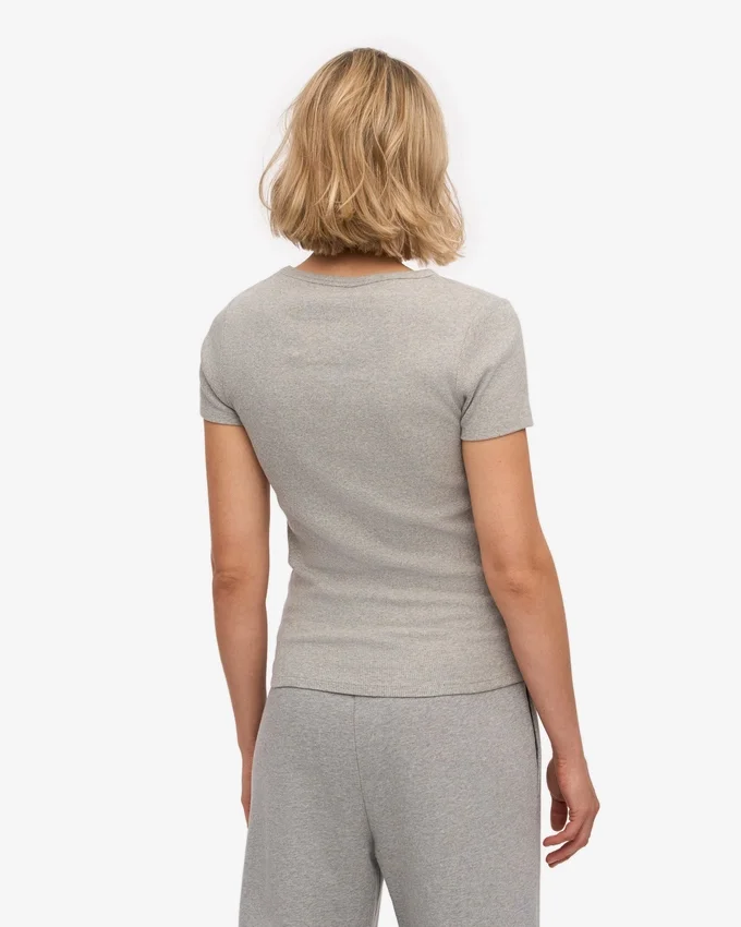 Camiseta orgánica de punto acanalado - Gris jaspeado