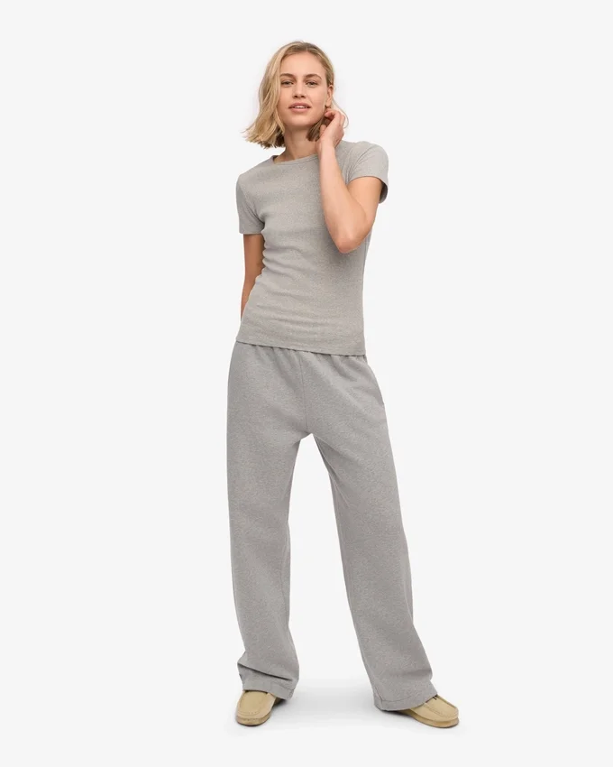 Camiseta orgánica de punto acanalado - Gris jaspeado