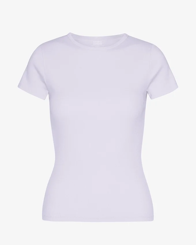 Camiseta orgánica de punto acanalado - Lavanda suave