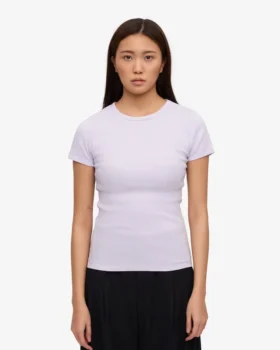Camiseta orgánica de punto acanalado – Lavanda suave
