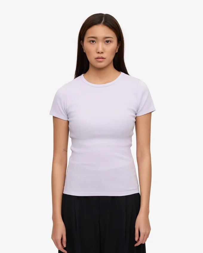 Camiseta orgánica de punto acanalado - Lavanda suave