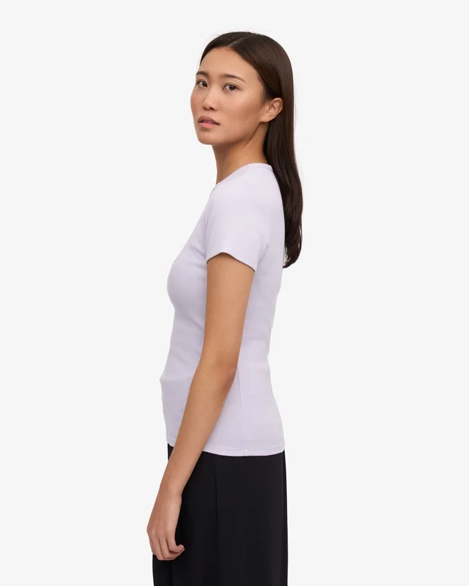 Camiseta orgánica de punto acanalado - Lavanda suave