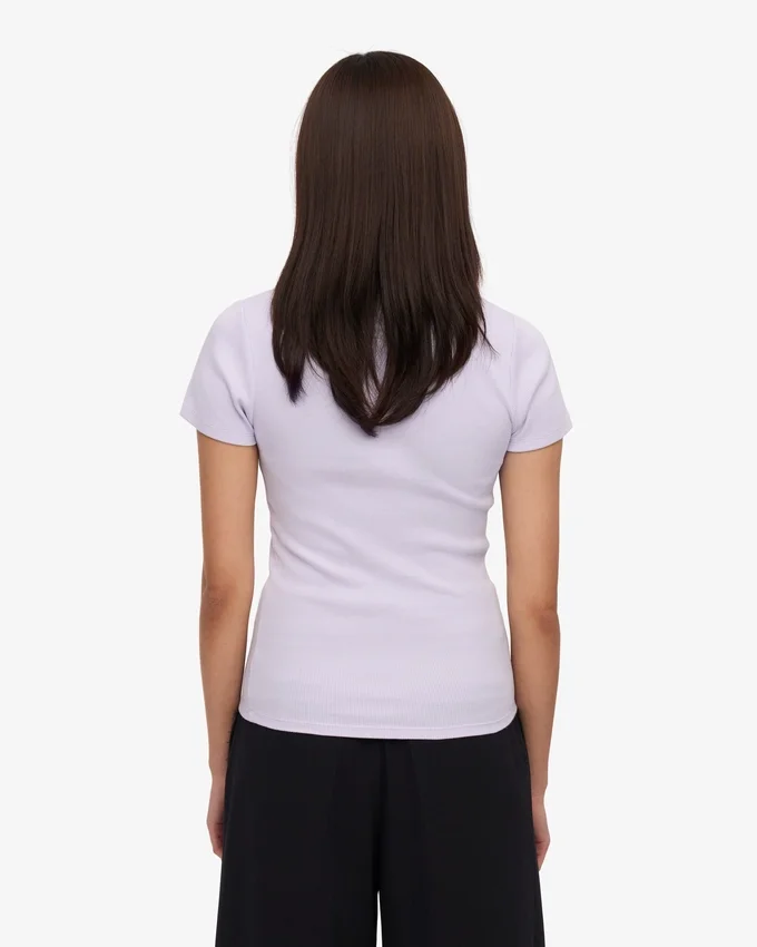 Camiseta orgánica de punto acanalado - Lavanda suave