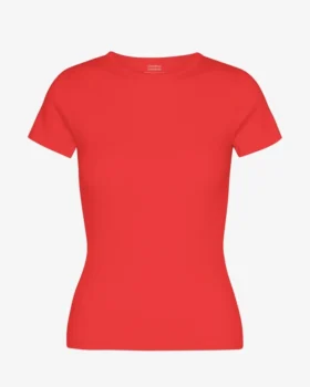 Camiseta orgánica de punto acanalado - Rojo mandarina