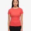 Camiseta orgánica de punto acanalado - Rojo mandarina
