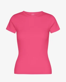 Camiseta orgánica de punto acanalado - Rosa chicle