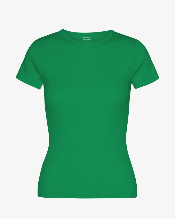 Camiseta orgánica de punto acanalado - Verde Kelly