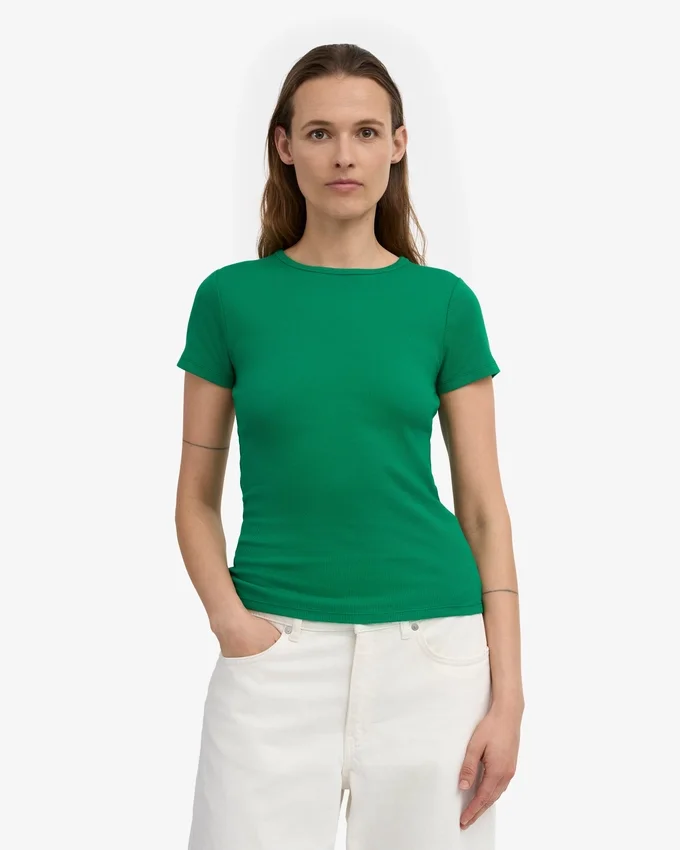 Camiseta orgánica de punto acanalado - Verde Kelly