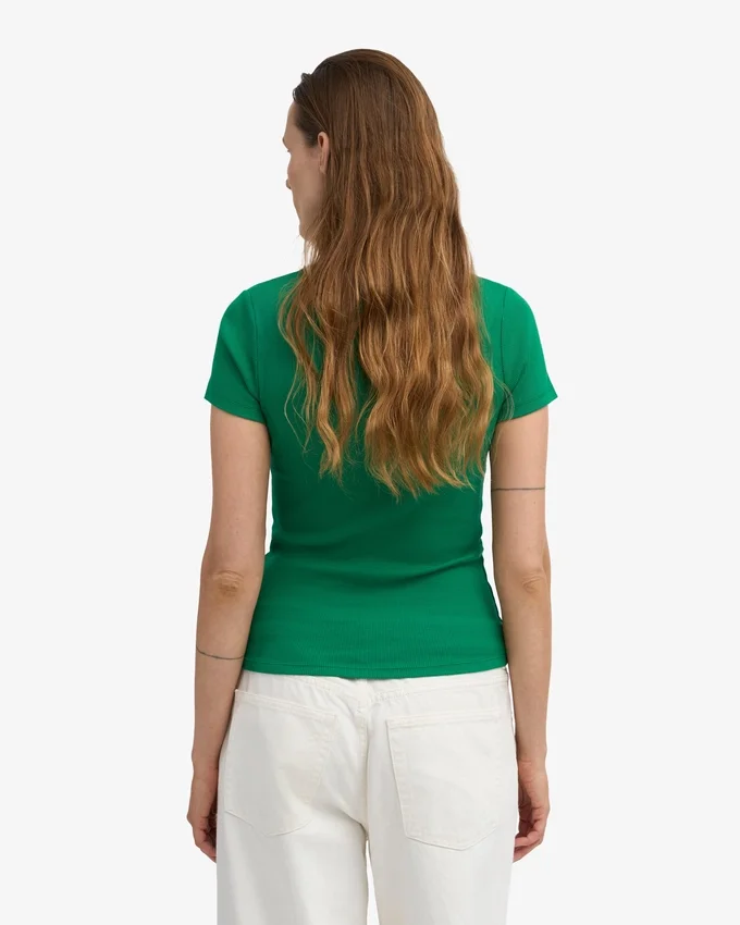 Camiseta orgánica de punto acanalado - Verde Kelly