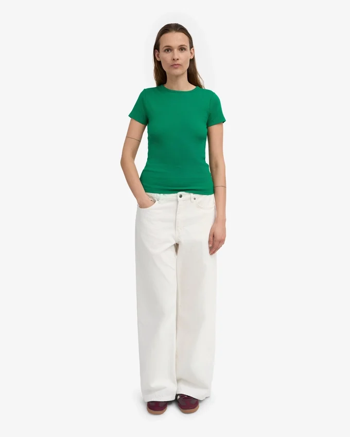 Camiseta orgánica de punto acanalado - Verde Kelly
