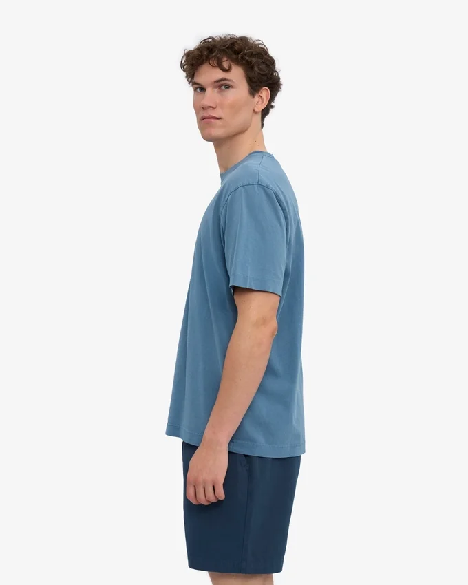 Camiseta orgánica de talla grande - Índigo descolorido