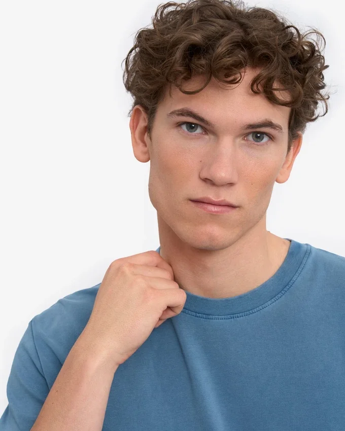 Camiseta orgánica de talla grande - Índigo descolorido