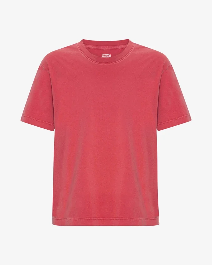Camiseta orgánica oversize - Rojo deslavado
