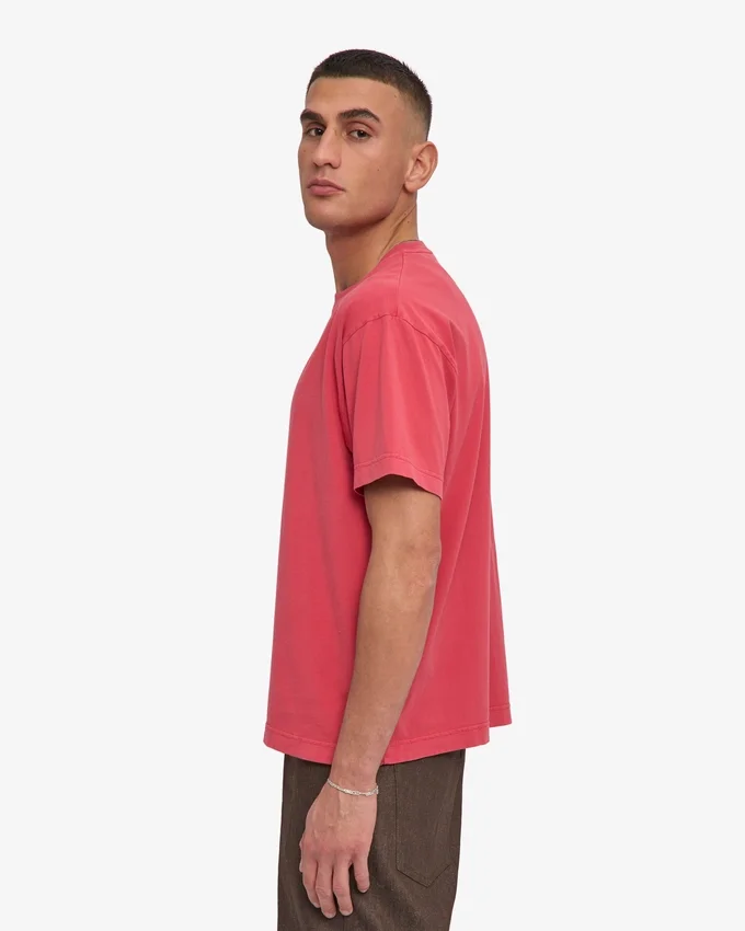 Camiseta orgánica oversize - Rojo deslavado