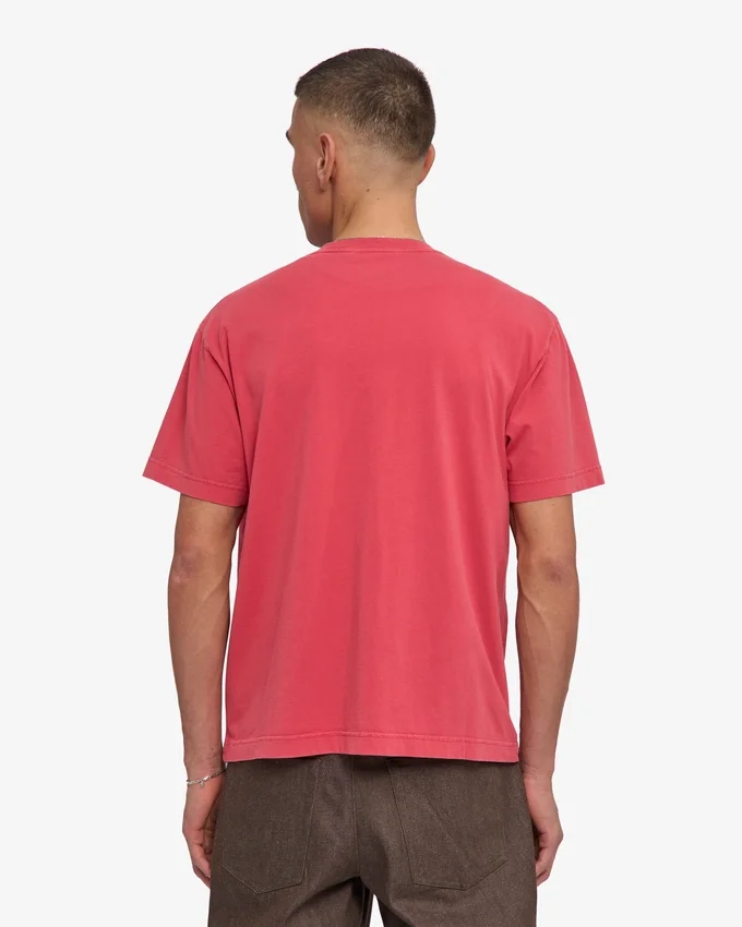 Camiseta orgánica oversize - Rojo deslavado
