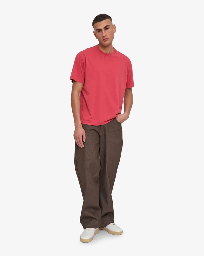 Camiseta orgánica oversize - Rojo deslavado