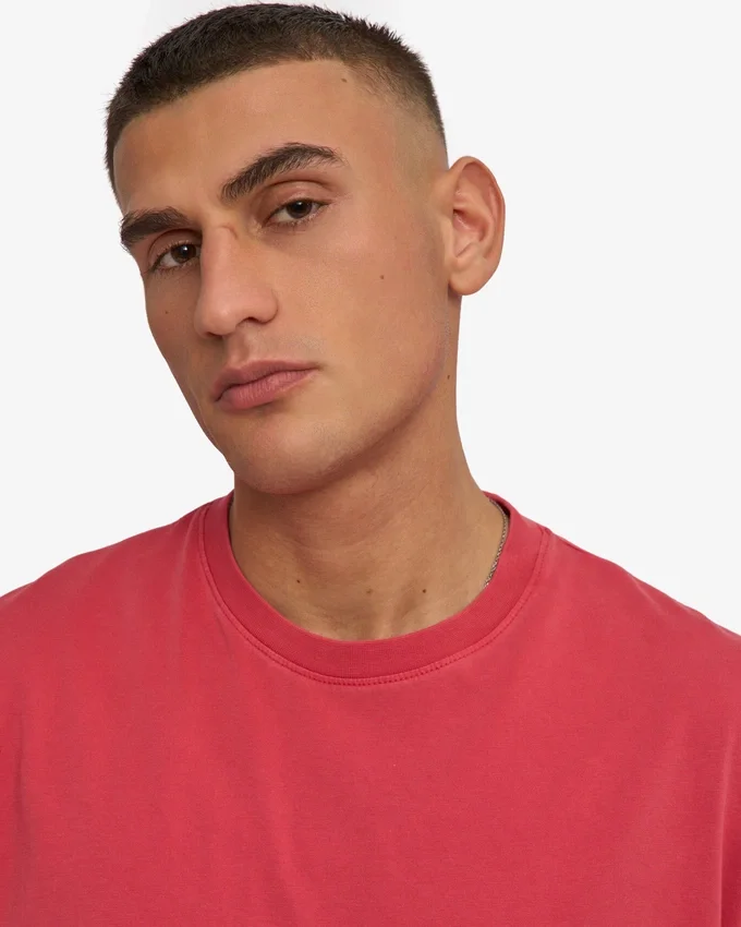 Camiseta orgánica oversize - Rojo deslavado