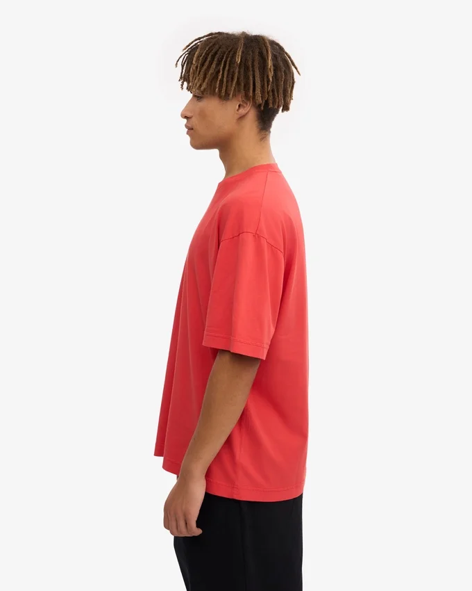 Camiseta orgánica oversize - Rojo mandarina