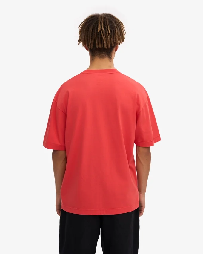 Camiseta orgánica oversize - Rojo mandarina