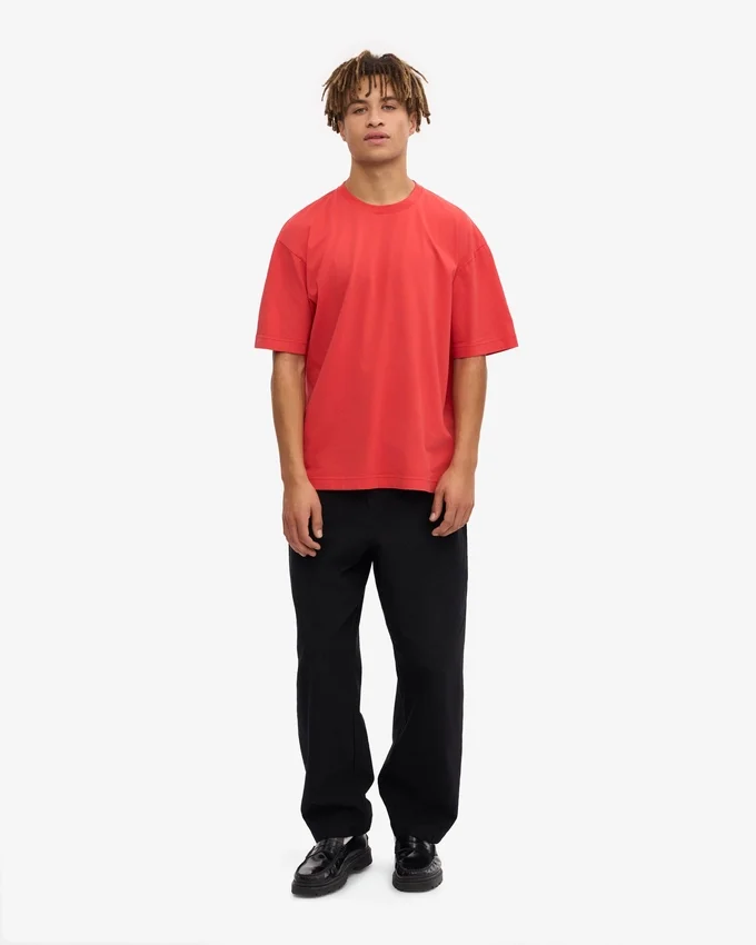 Camiseta orgánica oversize - Rojo mandarina