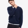Cardigan de lana merino con cuello en V - Azul marino